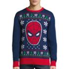 Novelty Season Crew Neck Long Sleeve Spiderman Cotton Blend Pullover Sweater