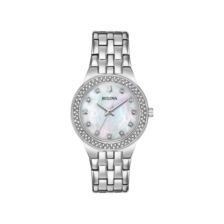 Bulova Swarovski Crystal Womens Silver Tone 2-pc. Watch Boxed Set-96x144