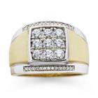 Mens 14k Gold-plated Silver Cubic Zirconia Ring