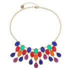 Liz Claiborne Womens Multi Color Oval Statement Necklace