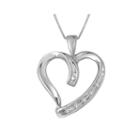 Diamond-accent 10k White Gold Heart Pendant Necklace