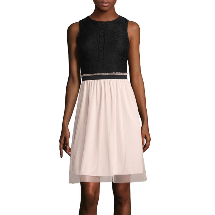 Speechless Sleeveless Two-tone Tulle Dress
