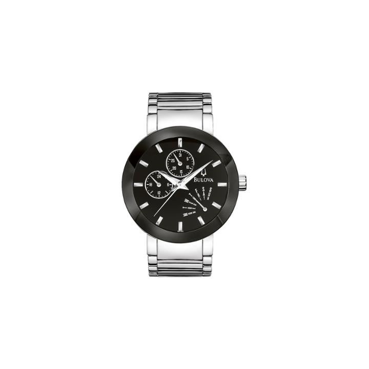 Bulova Mens Black-dial Stainless Steel Watch 96c105