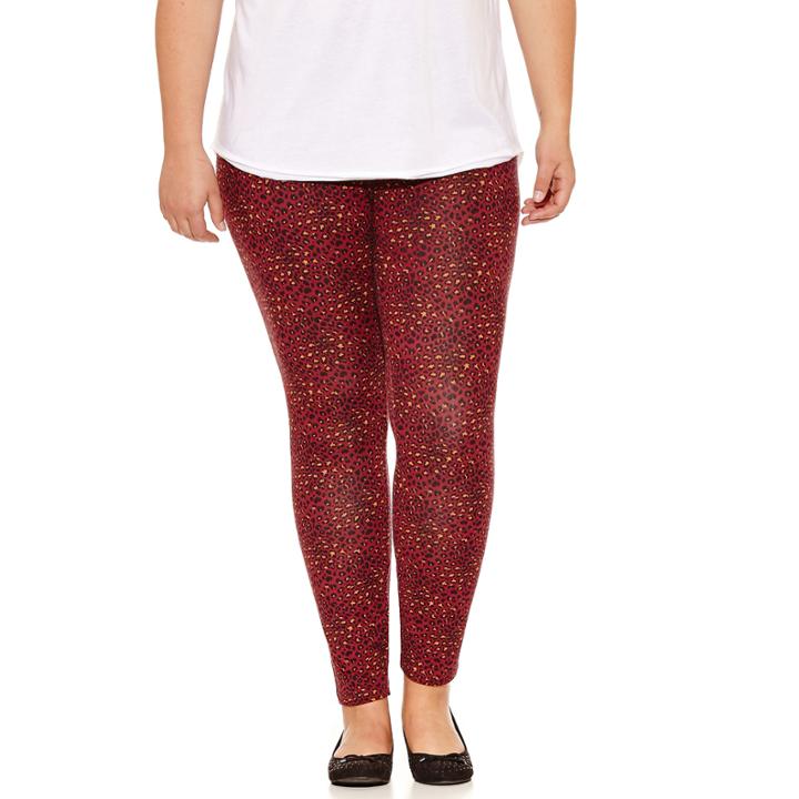 Flirtitude Leopard Jersey Leggings-juniors Plus