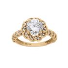 Diamonart Womens 1 1/2 Ct. T.w. Round White Cubic Zirconia 10k Gold Engagement Ring