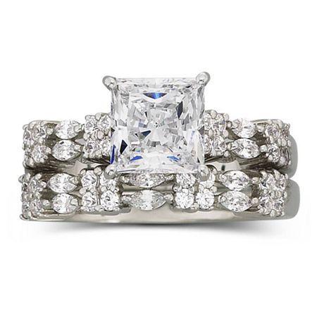 Diamonart 2.1 Ct. T.w. Cubic Zirconia Bridal Set