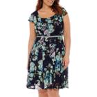 R & K Originals Short-sleeve Lace Fit-and-flare Dress - Plus
