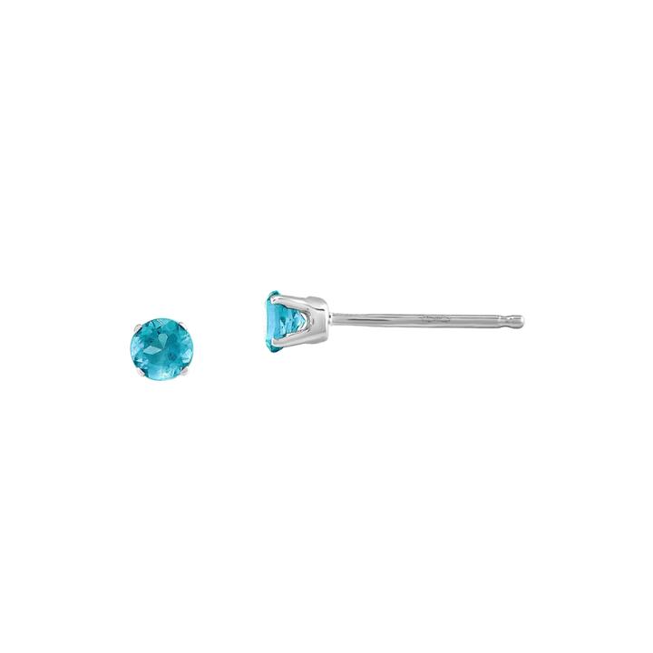 3mm Round Genuine Swiss Blue Topaz 14k White Gold Stud Earrings