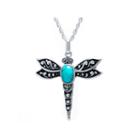 Womens Blue Turquoise Sterling Silver Pendant Necklace