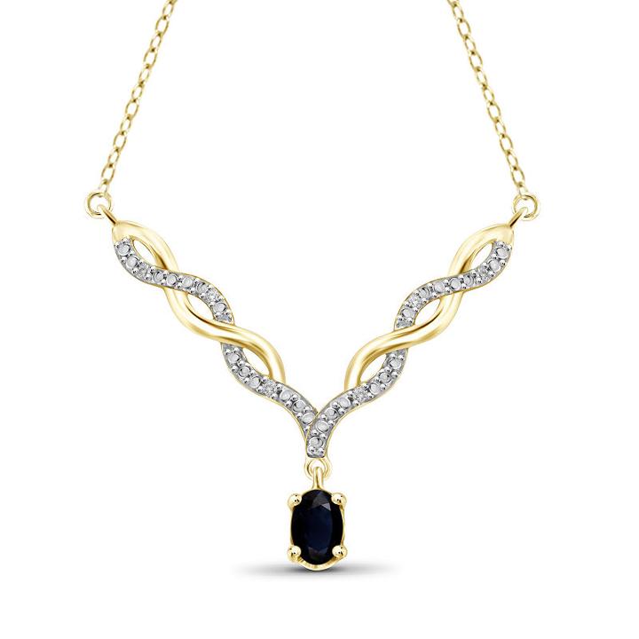 Womens Diamond Accent Genuine Blue Sapphire 14k Gold Over Silver Y Necklace