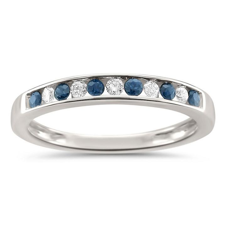 Womens 1/4 Ct. T.w. Blue Sapphire 18k Gold Wedding Band