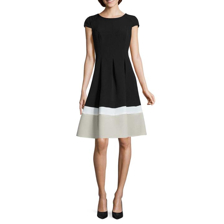 Alyx Cap Sleeve Colorblock Fit N Flare Dress