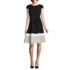 Alyx Cap Sleeve Colorblock Fit N Flare Dress