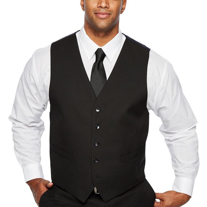 Shaquille Oneal Xlg Black Stretch Suit Vest - Big And Tall