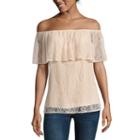 Belle + Sky Short Sleeve Lace Off The Shoulder Top