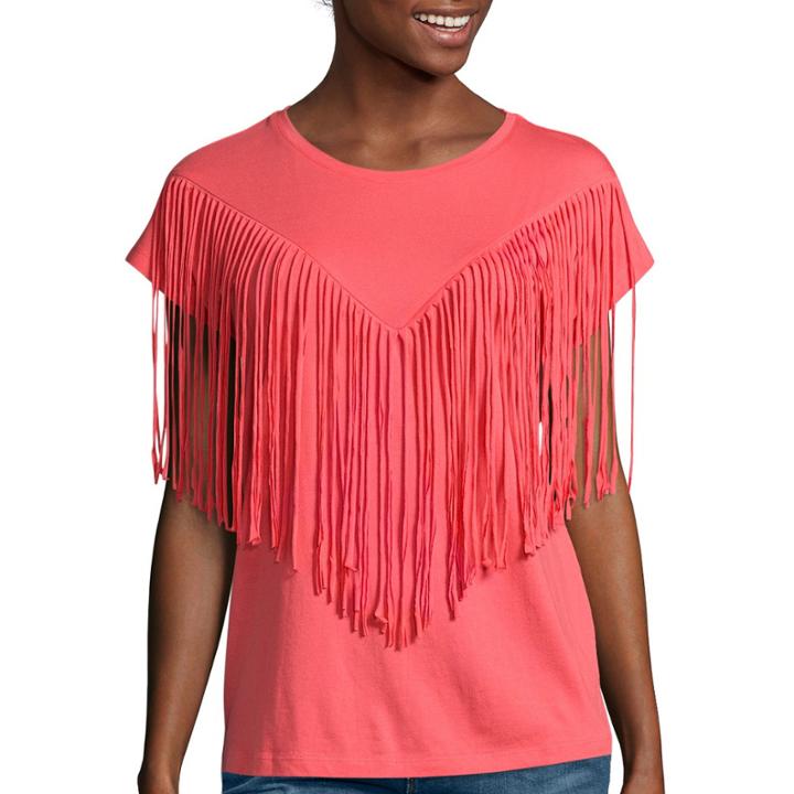 I Jeans By Buffalo Short-sleeve Fringe Tee