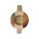 Olivia Pratt Faux Wood Bezel Cream Petite Leather Watch 26265wcream