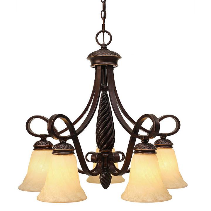 Torbellino 5-light Nook Chandelier In Cordoban Bronze With Remolino Glass