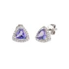 Trillion Purple Tanzanite Sterling Silver Stud Earrings