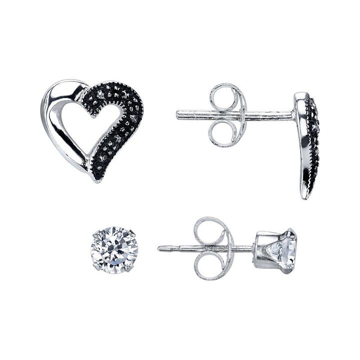 Silver Treasures White Earring Sets