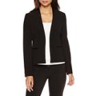 Chelsea Rose Long-sleeve Faux-leather-trim Open Jacket