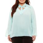 Liz Claiborne Tie V-neck Blouse-plus