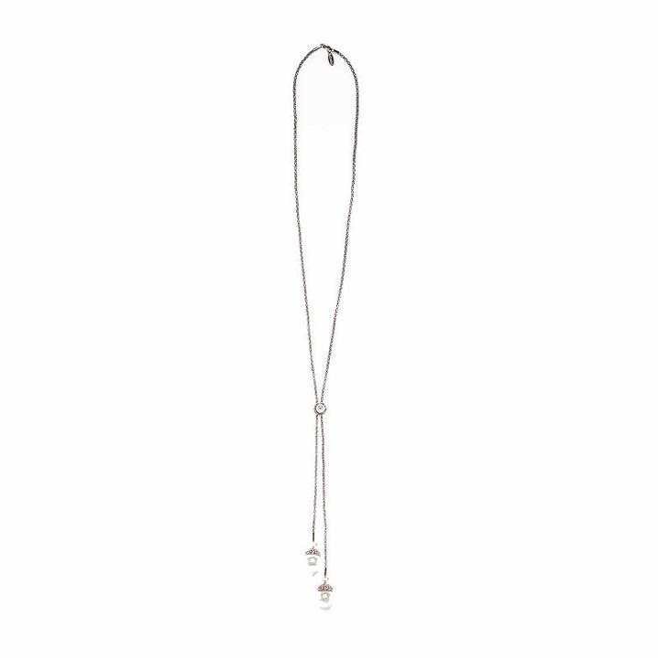 Natasha Accessories Womens Clear Simulated Pearls Y Necklace