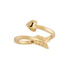 Personalized 14k Yellow Gold Bypass Arrow Initial Ring