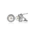 Cubic Zirconia And Simulated Pearl Silver-plated Stud Earrings