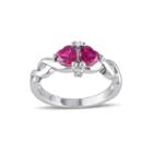 Heart-shaped Lab-created Ruby And Diamond-accent Sterling Silver Ring
