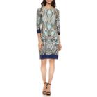 London Style 3/4 Sleeve Eyelet Shift Dress