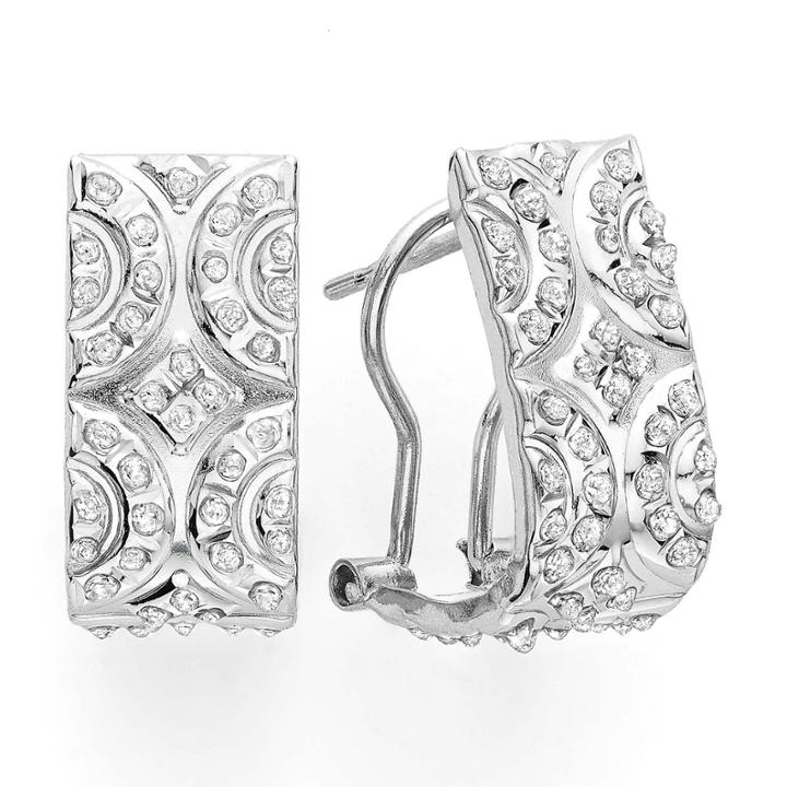 Diamond Fascination&trade; 14k White Gold Scroll Hoop Earrings