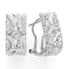 Diamond Fascination&trade; 14k White Gold Scroll Hoop Earrings