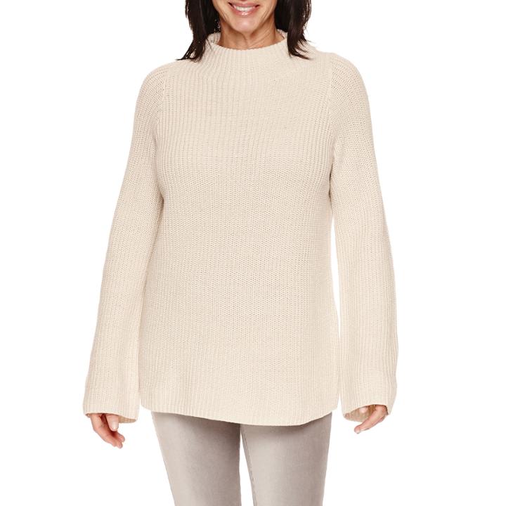 Sag Harbor Long Sleeve Mockneck Shaker Stitch Sweater