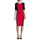 Nicole By Nicole Miller Short-sleeve Faux-leather Trim Dress