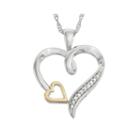 Diamond Accent Sterling Silver Double Heart Pendant