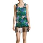 Sister Tropical Soul Fringe Ring Tank Dress Swim Coverup - Juniors