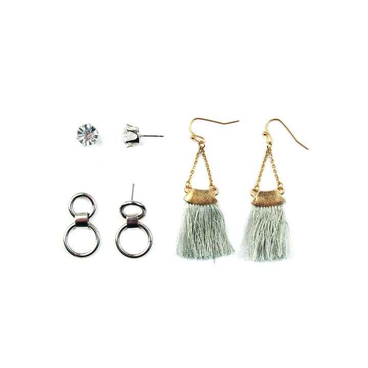 Arizona 3 Pair Clear Earring Sets