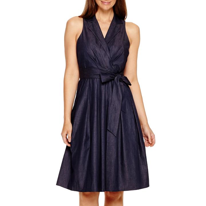 Black Label By Evan-picone Sleeveless Shirtdress