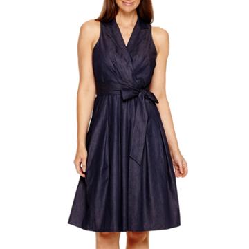 Black Label By Evan-picone Sleeveless Shirtdress