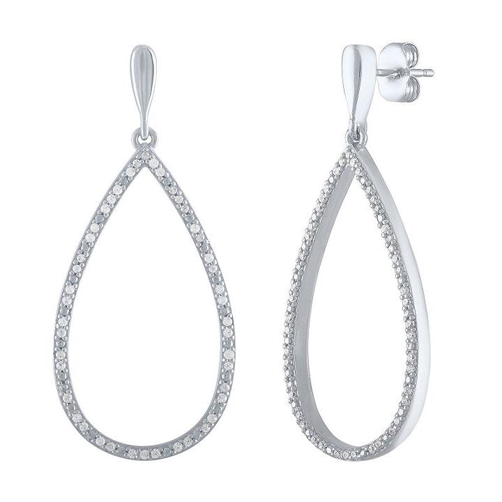 1/4 Ct. T.w. Genuine White Diamond Sterling Silver Drop Earrings