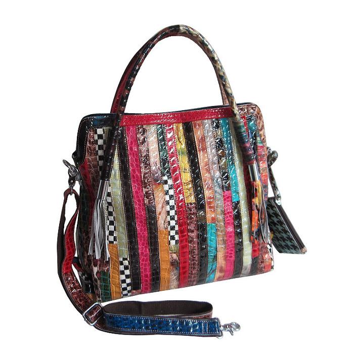 Amerileather Etta Animal Print Leather Handbag