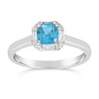 Womens Genuine Blue Topaz Sterling Silver Solitaire Ring