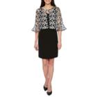 Scarlett Sleeveless Embroidered Pattern Shift Dress-petites