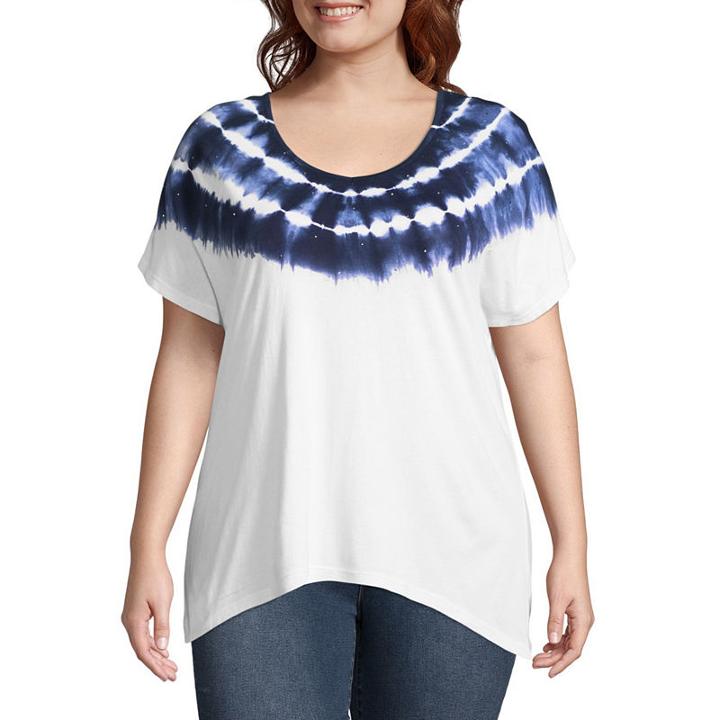 Short Sleeve V- Neck Tye Dye Tee - Plus