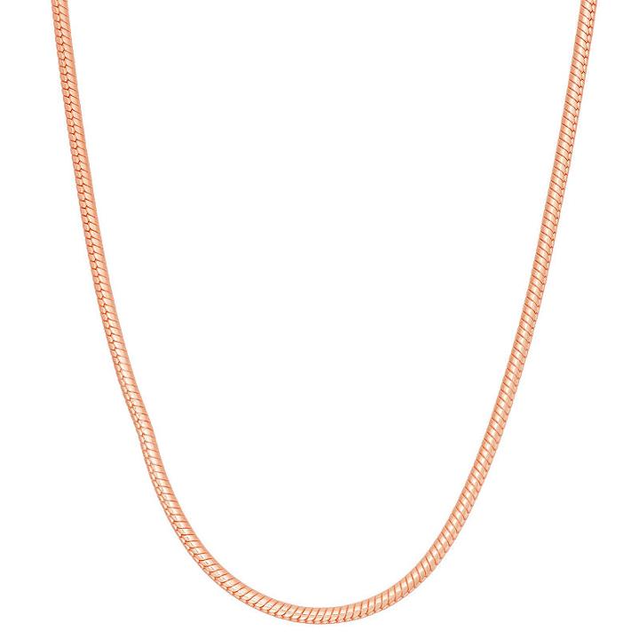 14k Rose Gold Over Silver Solid Snake 16 Inch Chain Necklace