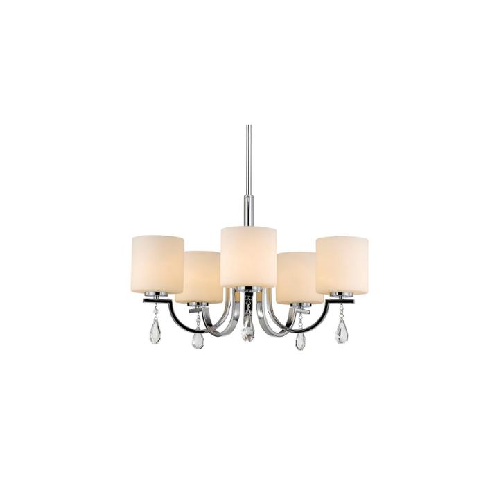 Evette 5-light Chandelier In Chrome With Opal Glass