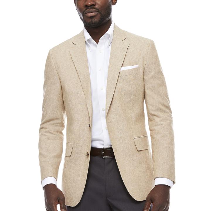 Stafford Linen Cotton Sand Sport Coat-slim