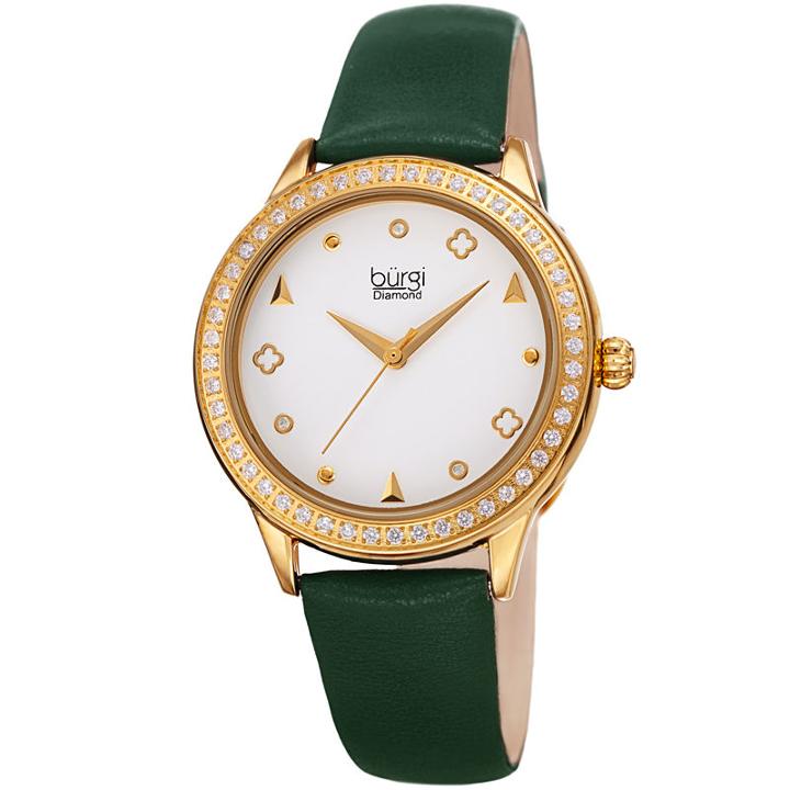 Burgi Womens Green Strap Watch-b-221gn