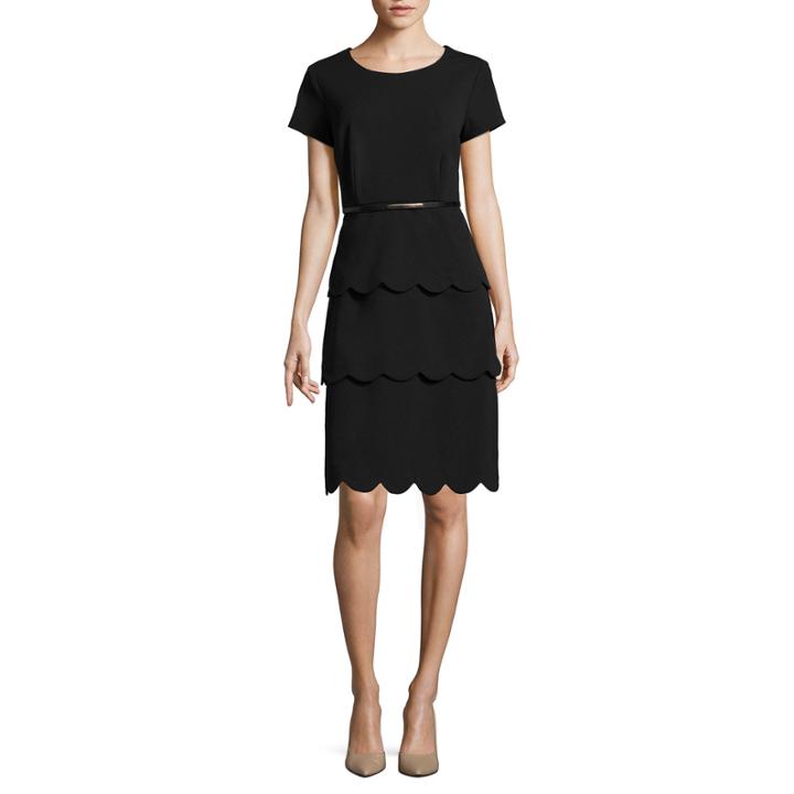 Alyx Cap-sleeve Peplum Sheath Dress With Belt